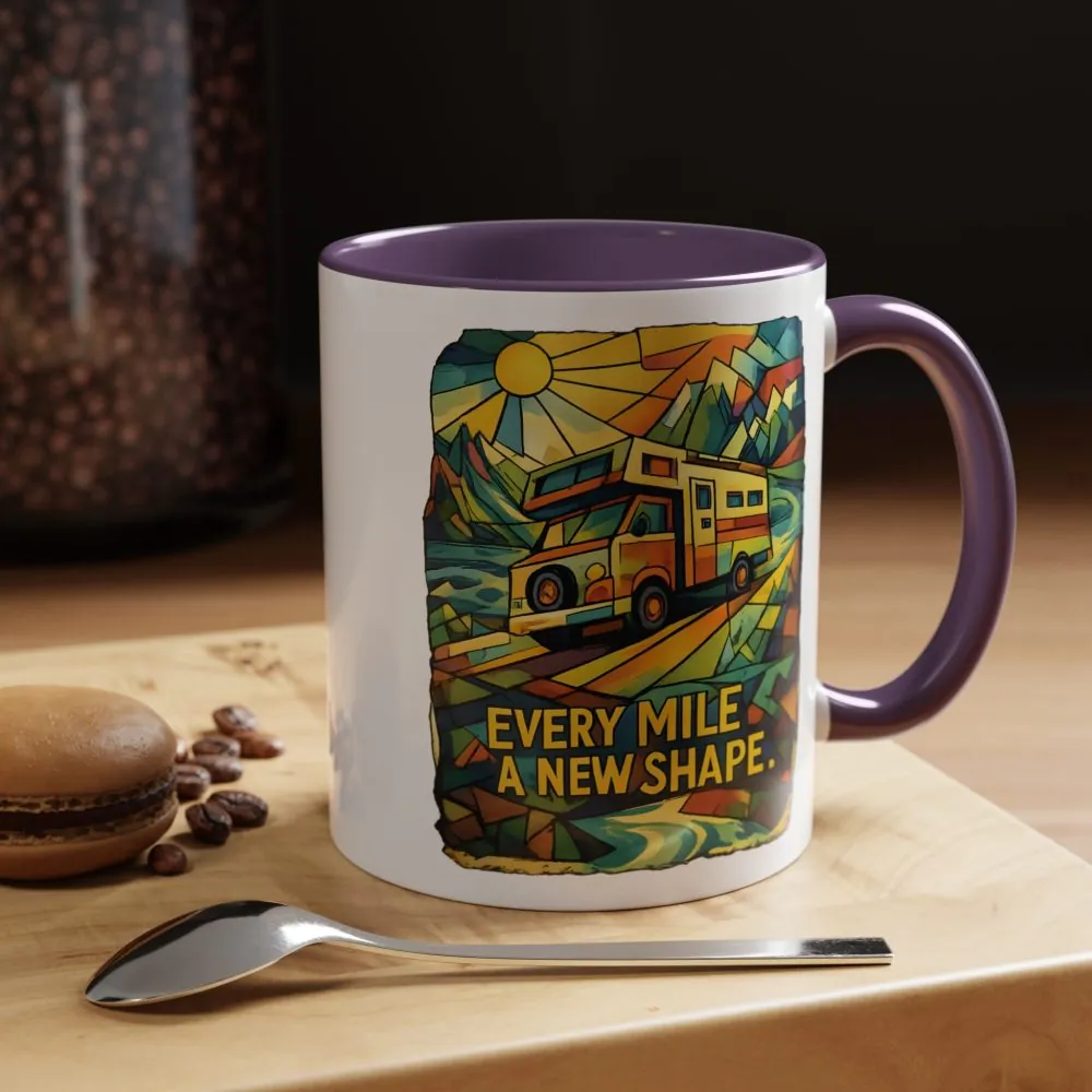 4250857938973065049_2048.jpeg Accent Coffee Mug (11, 15oz) — "Every Mile A New Shape" Design Cubic-Line