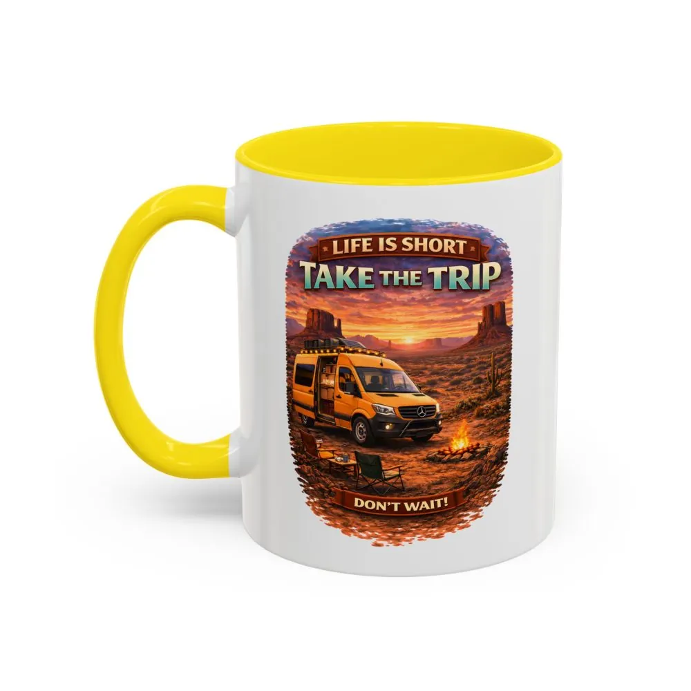 Accent Coffee Mug (11, 15oz) — "Live Is Short Take The Trip" Design Scenic-Line