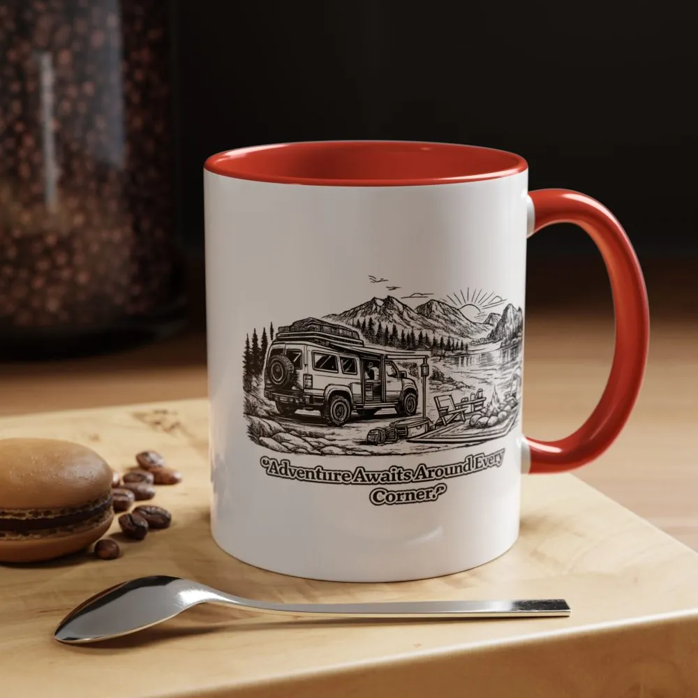 4268159190572713367_2048.jpeg Accent Coffee Mug (11, 15oz) — "Adventure Awaits Around Every Corner" Design Minimal-Line