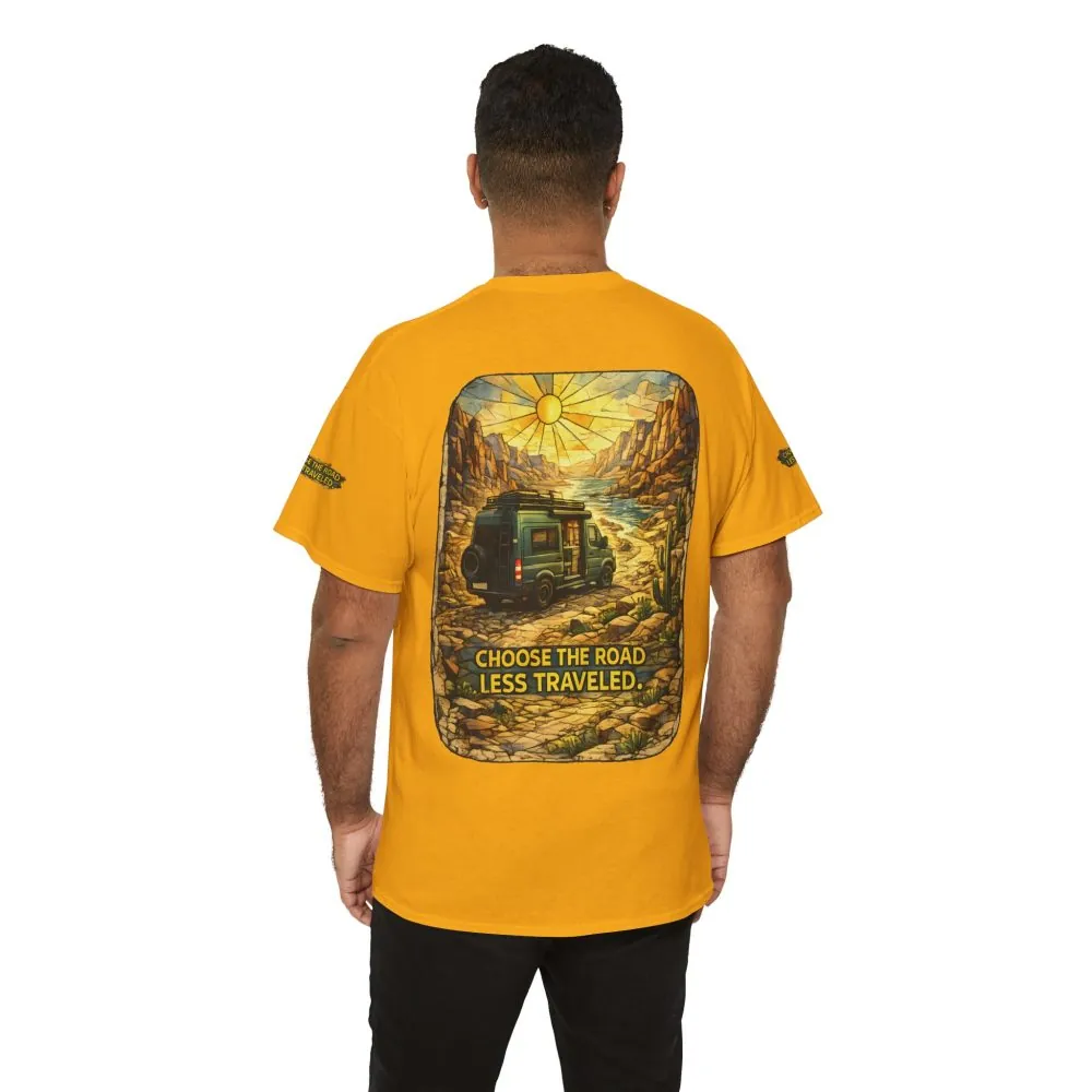 4270048210900197856_2048.jpeg Unisex Heavy Cotton Tee — "Choose The Road Less Traveled" Design Cubic-Line