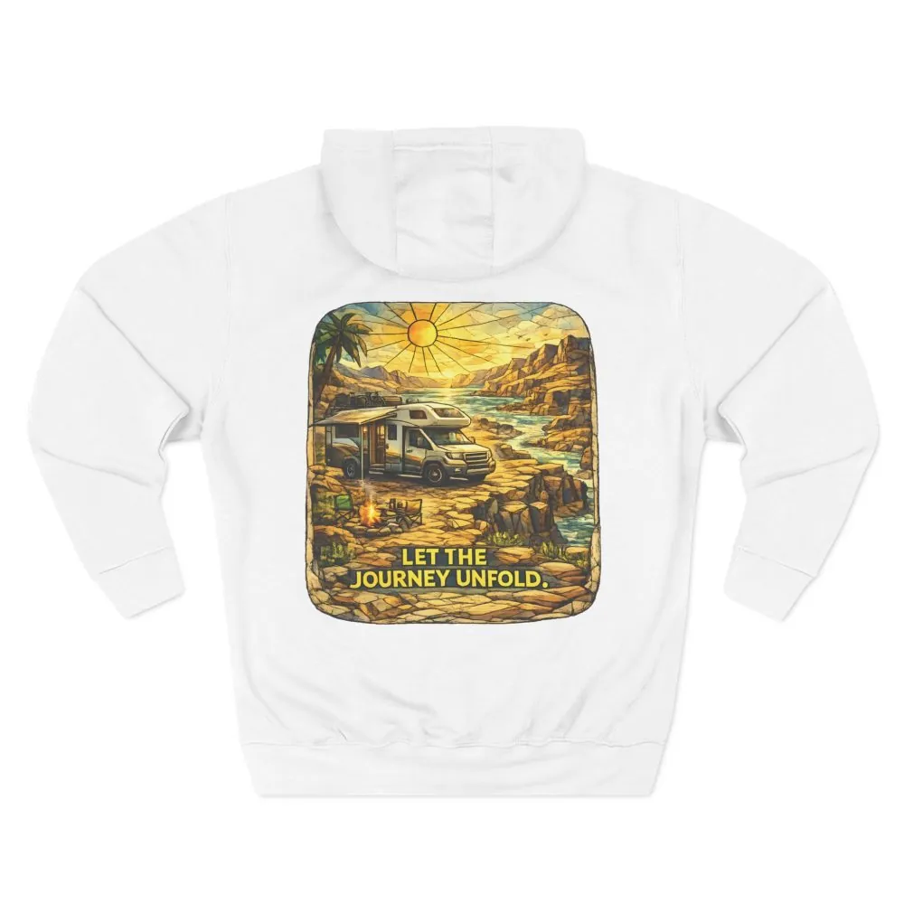 Three-Panel Fleece Hoodie - "Let The Journey Unfold" Design Cubic-Line