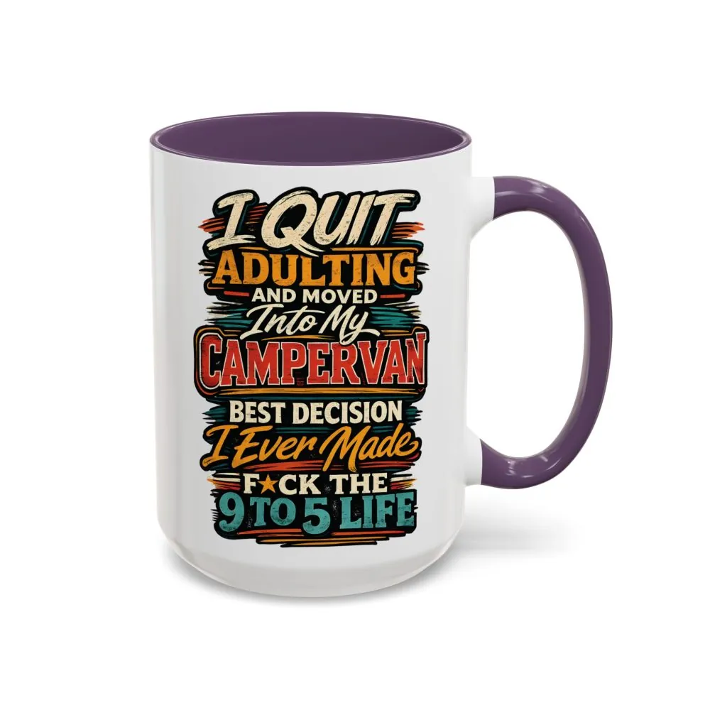 Accent Coffee Mug (11, 15oz) — "I Quit Adulting" Design F**K-Line