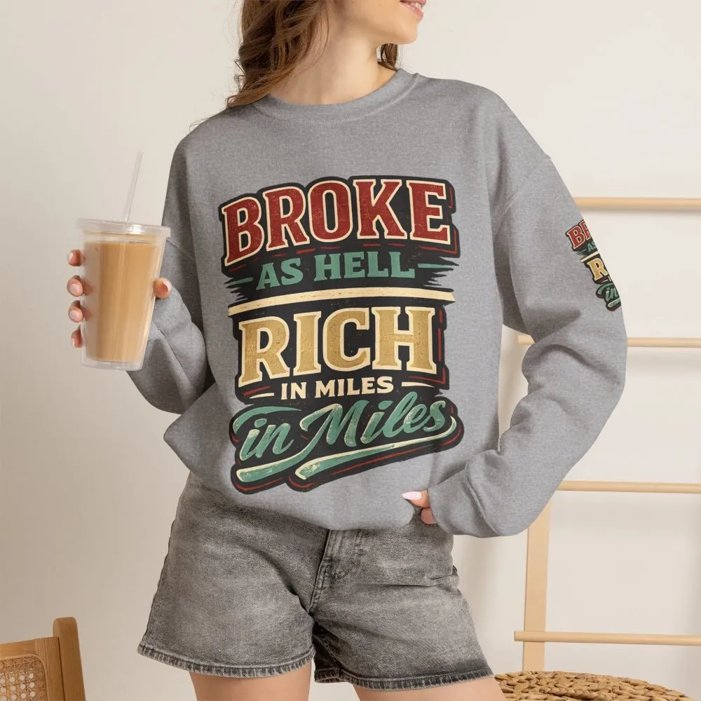 Unisex Heavy Blend™ Crewneck Sweatshirt — "Broke As Hell" Design F**K-Line