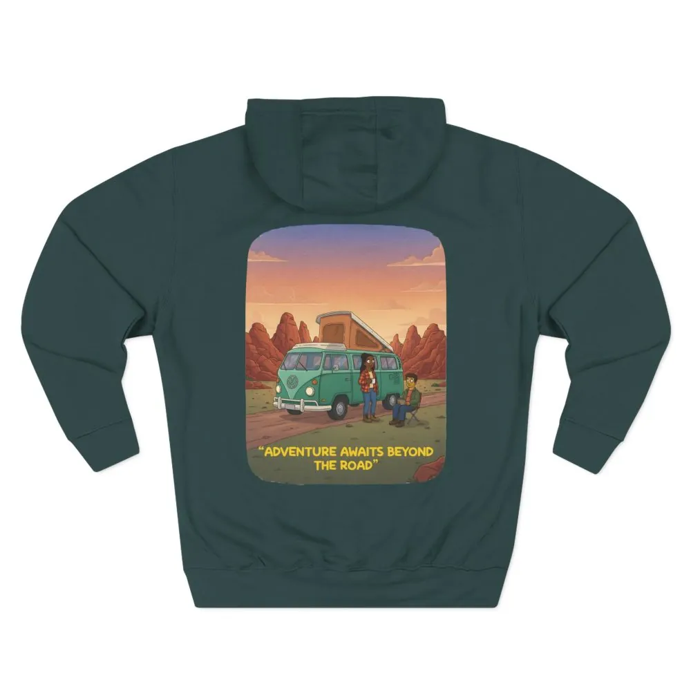 4279637083541013068_2048.jpeg Three-Panel Fleece Hoodie - "Adventure Awaits Beyond The Road" Design Sitcom-Line