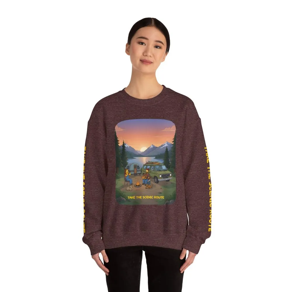 Unisex Heavy Blend™ Crewneck Sweatshirt — "Take The Scenic Route" Design Sitcom-Line