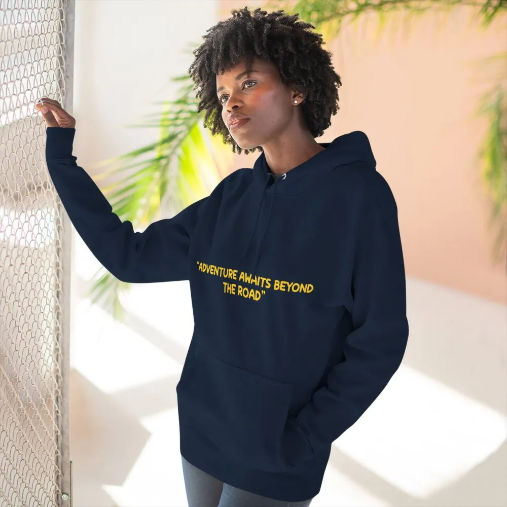 4285367065958488085_2048.jpeg Three-Panel Fleece Hoodie - "Adventure Awaits Beyond The Road" Design Sitcom-Line
