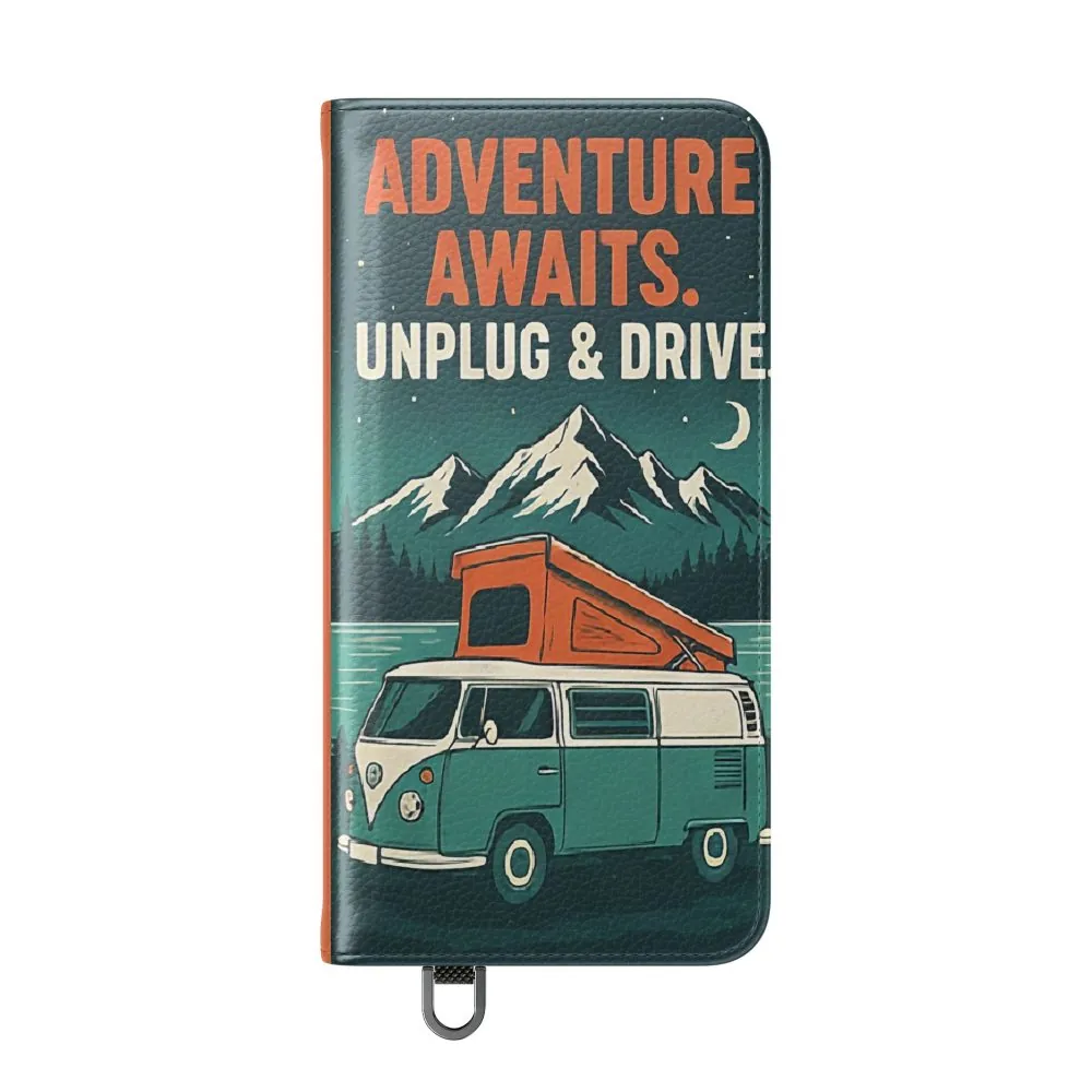 Flip Phone Case — "Adventure Awaits, Fuel Your Journey, Not the WiFi" Wallet Cover