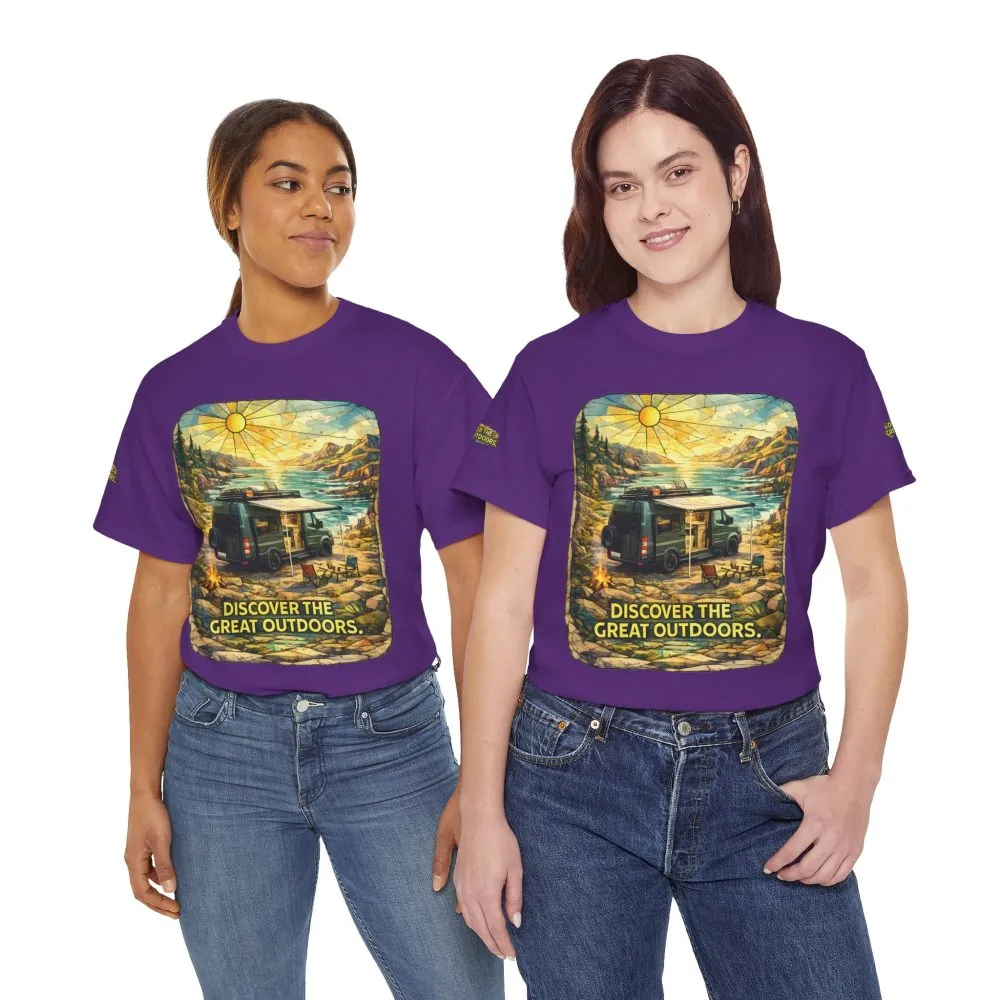 4288678912275193603_2048.jpeg Unisex Heavy Cotton Tee — "Discover The Great Outdoors" Design Cubic-Line