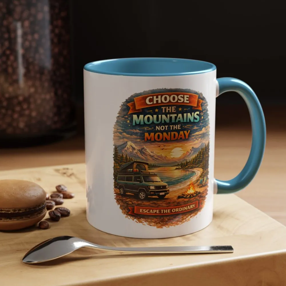 Accent Coffee Mug (11, 15oz) — "Choose The Mountens" Design Scenic-Line