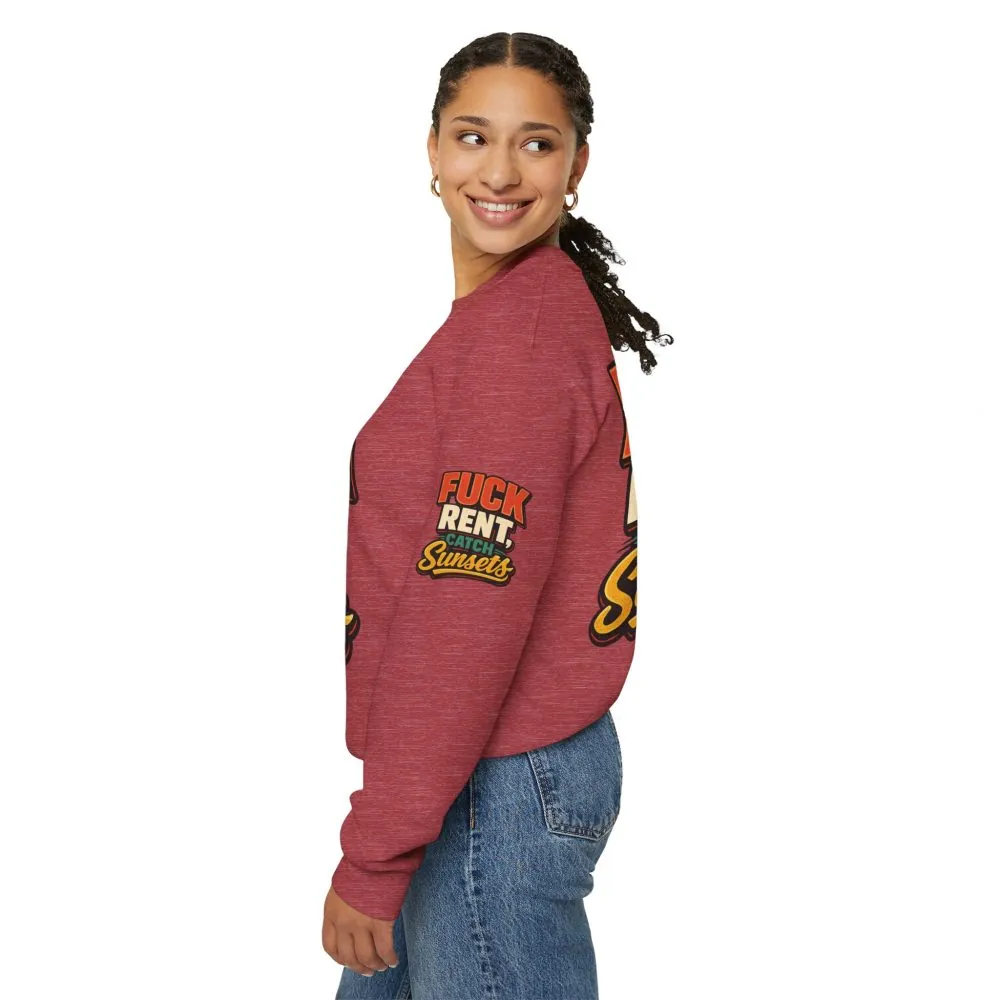 4329536509296604821_2048.jpeg Unisex Heavy Blend™ Crewneck Sweatshirt — "Fuck Rent Catch Sunsets" Design F**K-Line