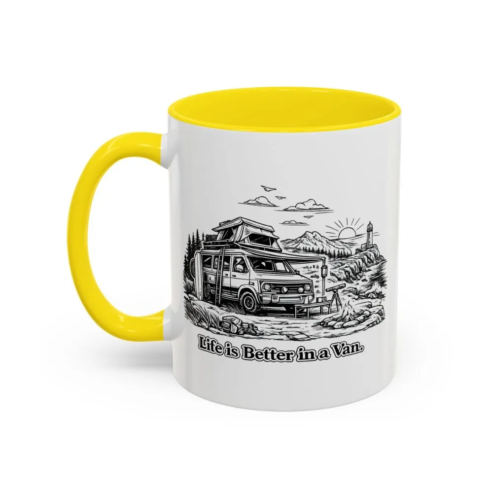 Accent Coffee Mug (11, 15oz) — "Life Is Better In A Van" Design Minimal-Line