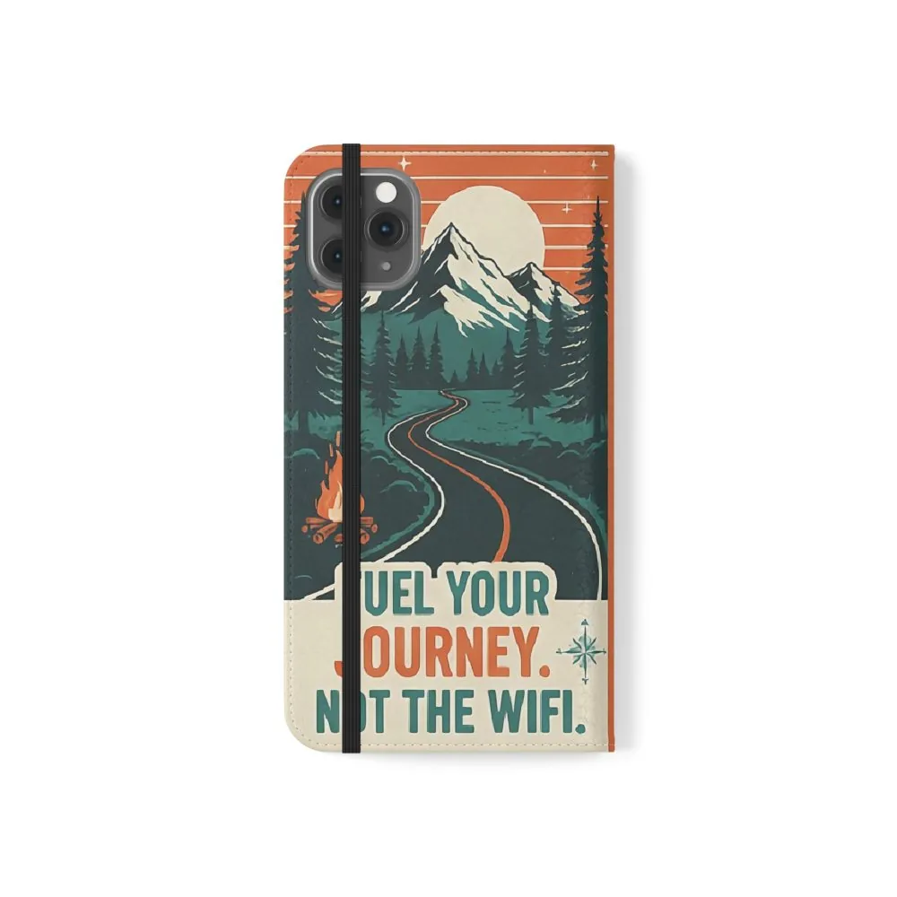 Flip Phone Case — "Adventure Awaits, Fuel Your Journey, Not the WiFi" Wallet Cover