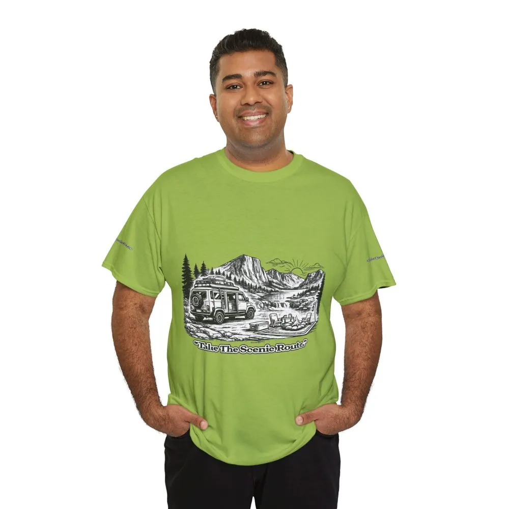 4341102925533939436_2048.jpeg Unisex Heavy Cotton Tee — "Take The Scenic Route" Design Minimal-Line