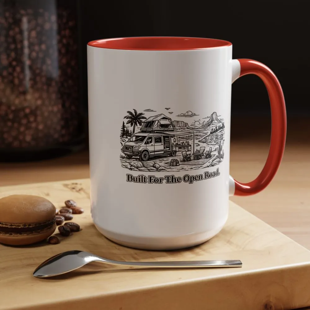 Accent Coffee Mug (11, 15oz) — "Built For The Open Road" Design Minimal-Line