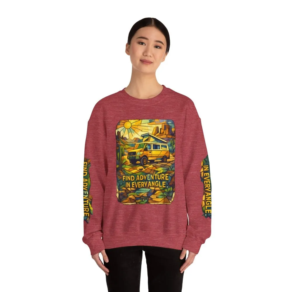 4350509106605357182_2048.jpeg Unisex Heavy Blend™ Crewneck Sweatshirt — "Find Adventure In Every Corner" Design Cubic-Line