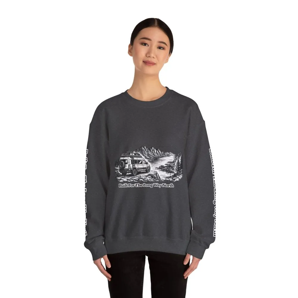435224173135336719_2048.jpeg Unisex Heavy Blend™ Crewneck Sweatshirt — "Built For The Long Way North" Design Minimal-Line