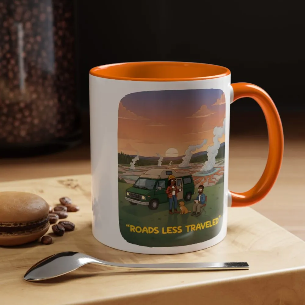 Accent Coffee Mug (11, 15oz) — "Roads Less Traveled" Design Sitcom-Line