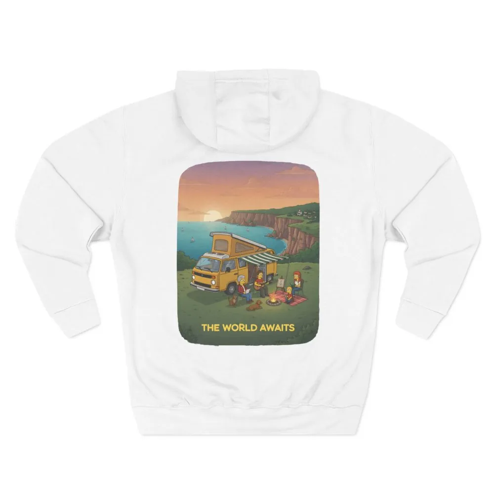 4360020121939966775_2048.jpeg Three-Panel Fleece Hoodie - "The World Awaits" Design Sitcom-Line