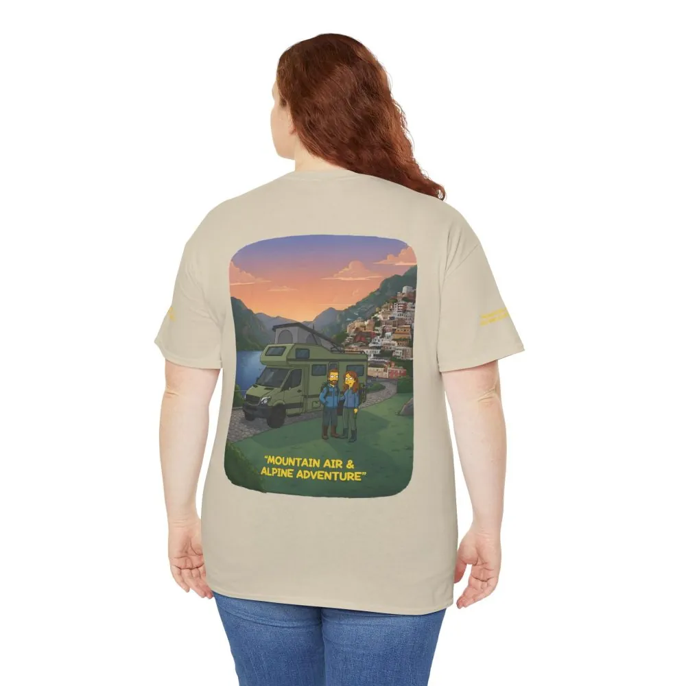 4368041539183965034_2048.jpeg Unisex Heavy Cotton Tee — "Mountain Air And Alpine Adventure" Design Sitcom-Line