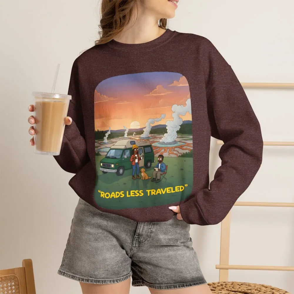 4369561035139962653_2048.jpeg Unisex Heavy Blend™ Crewneck Sweatshirt — "Roads Less Traveled" Design Sitcom-Line