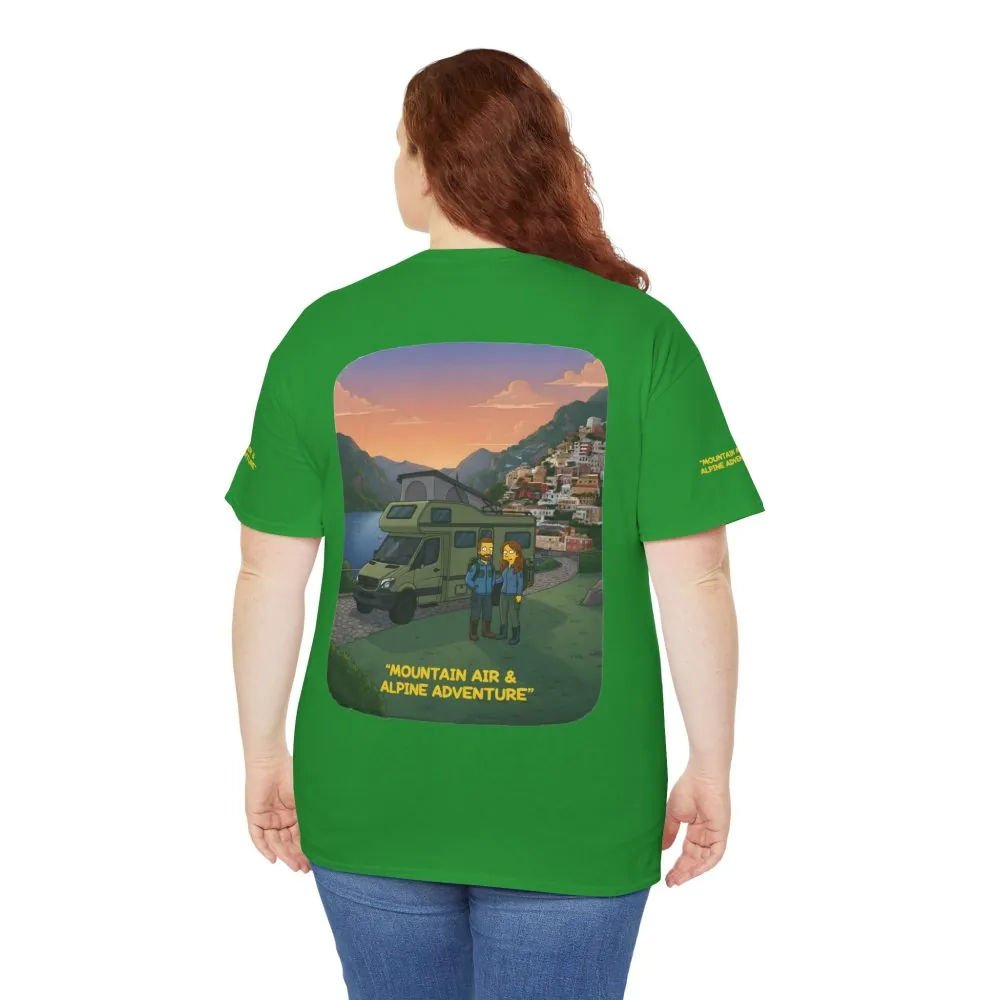 4372637652394031194_2048.jpeg Unisex Heavy Cotton Tee — "Mountain Air And Alpine Adventure" Design Sitcom-Line