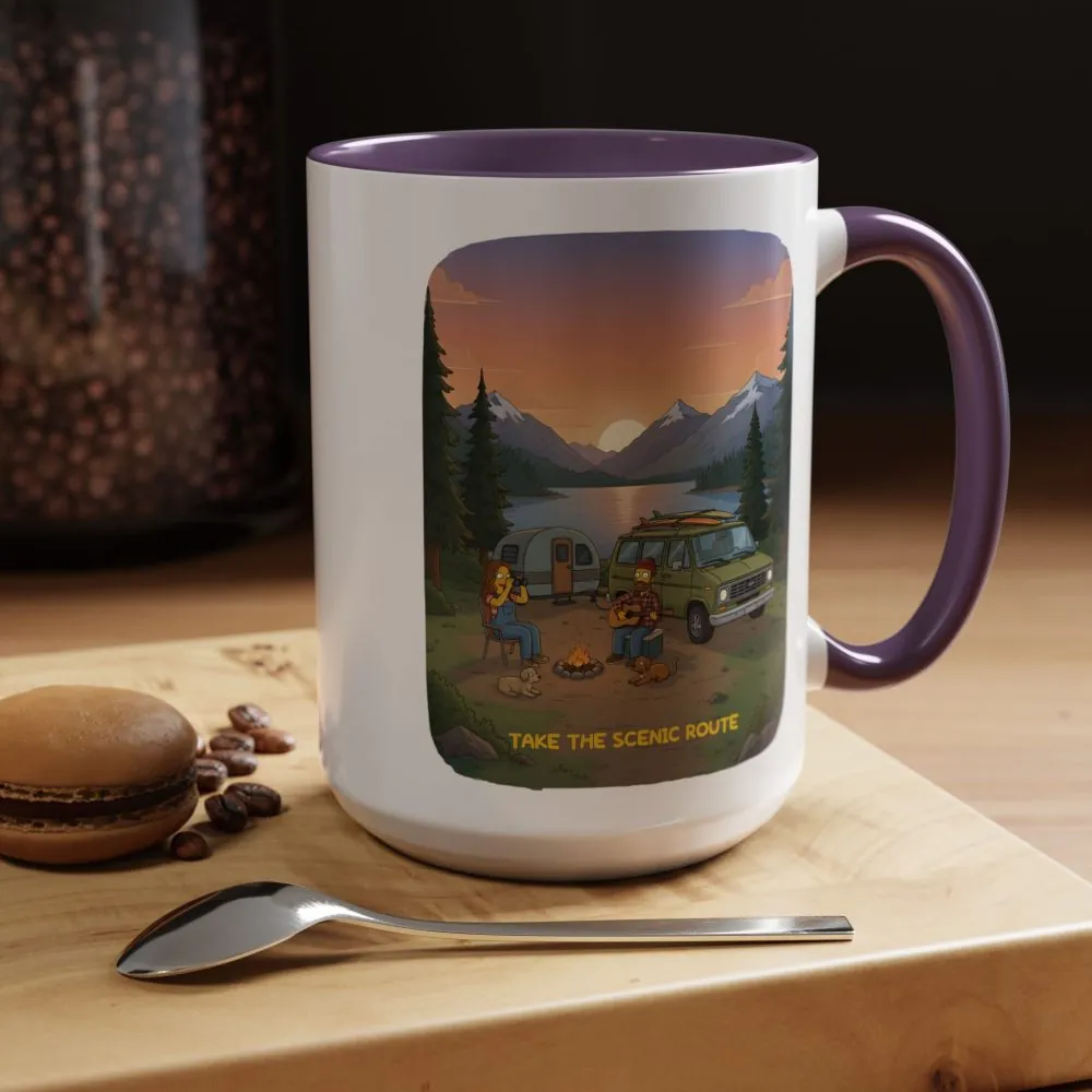 Accent Coffee Mug (11, 15oz) — "Take The Scenic Route" Design Sitcom-Line