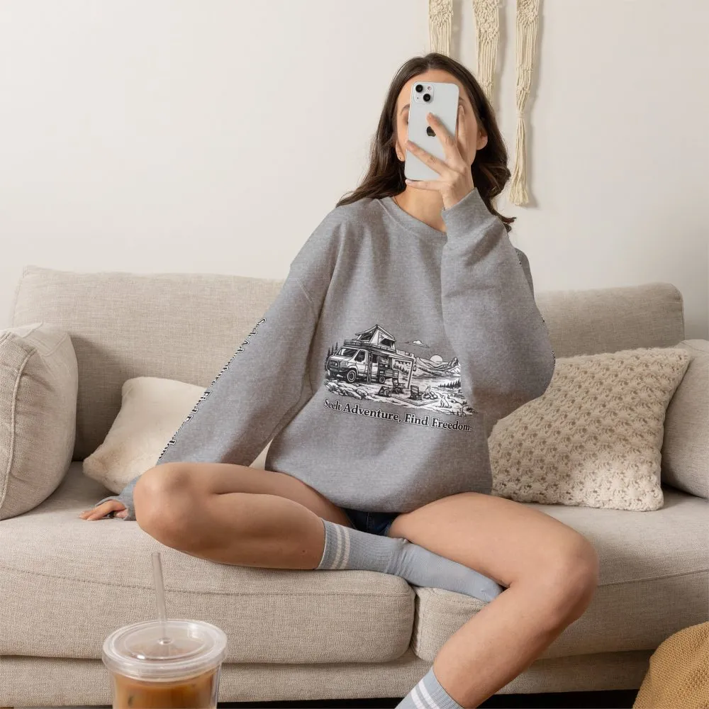 4384262216869955505_2048.jpeg Unisex Heavy Blend™ Crewneck Sweatshirt — "Seek Adventure, Find Freedom" Design Minimal-Line