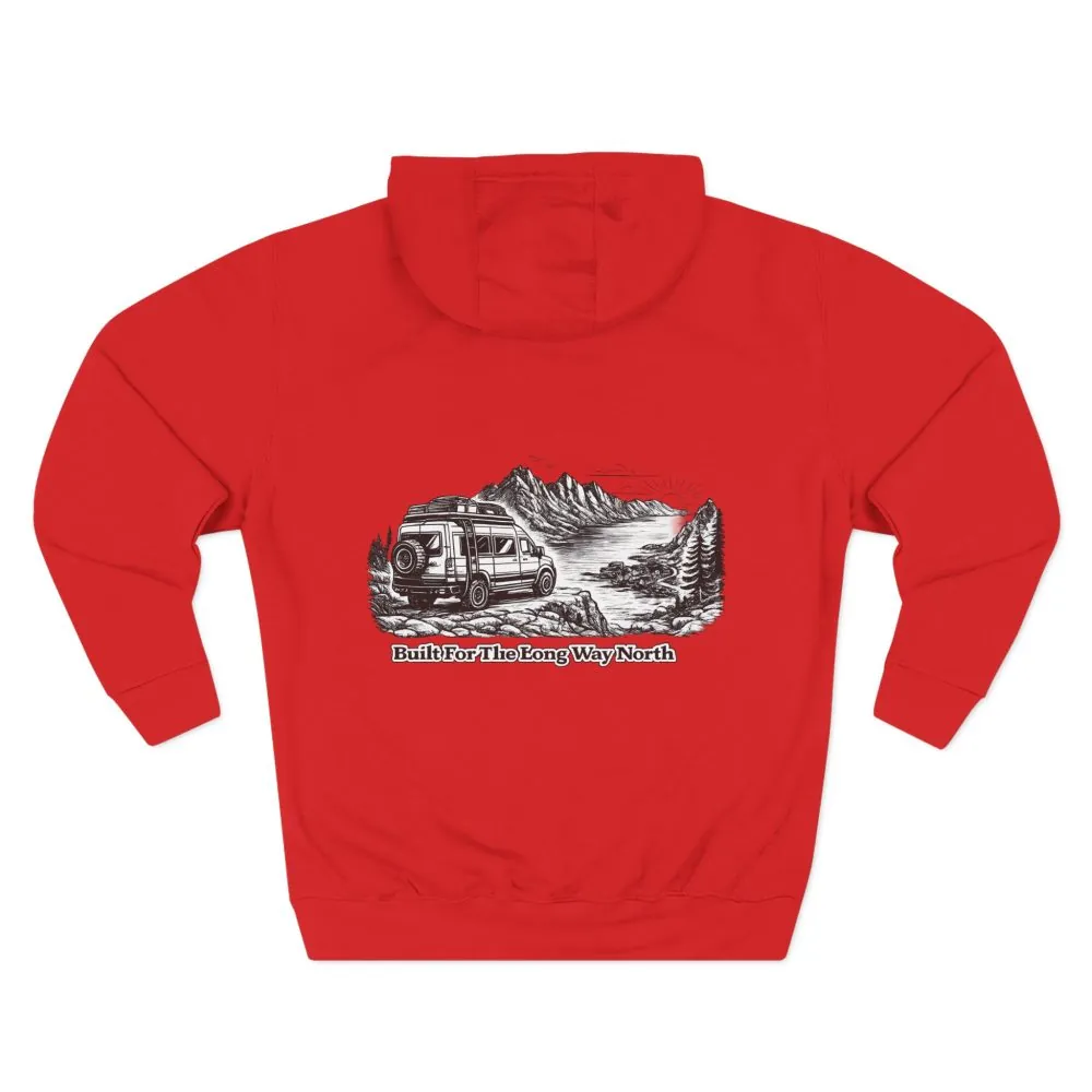 4400374911175391362_2048.jpeg Three-Panel Fleece Hoodie - "Built For The Long Way North" Design Minimal-Line