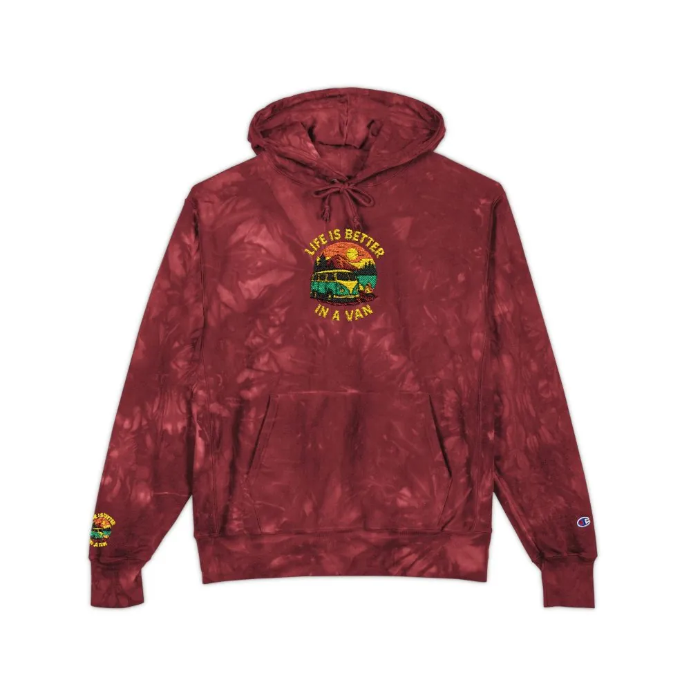 4403456265918235460_2048.jpeg Unisex Tie-Dye Embroidered Hoodie — 'Life Is Better With A Van' Graphic