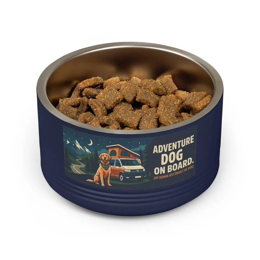 Pet Bowl — "Adventure Dog On Board " 18oz Camper & Hiking Dog Travel Bowl