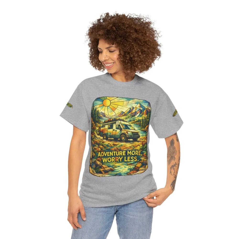 4442491550088567165_2048.jpeg Unisex Heavy Cotton Tee — "Adventure More Worry Less" Design Cubic-Line