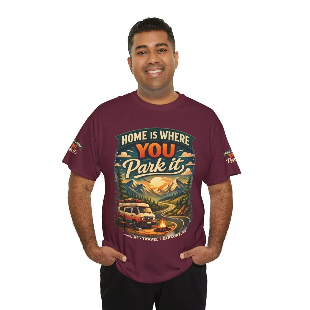 4451011578384617915_2048.jpeg Unisex Heavy Cotton Tee — "Hom Is Where You Park It" Design Scenic-Line