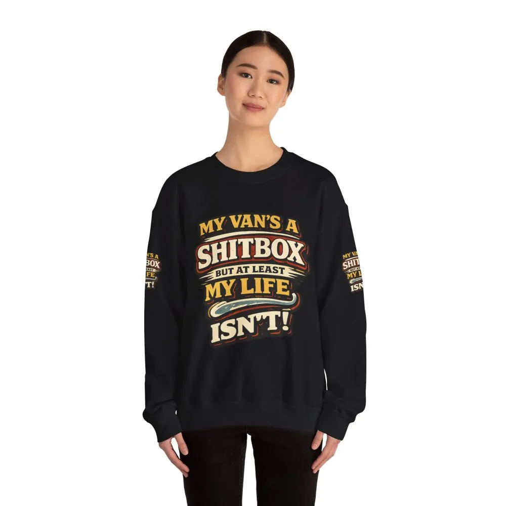Unisex Heavy Blend™ Crewneck Sweatshirt — "My Van`s A Shitbox" Design F**K-Line