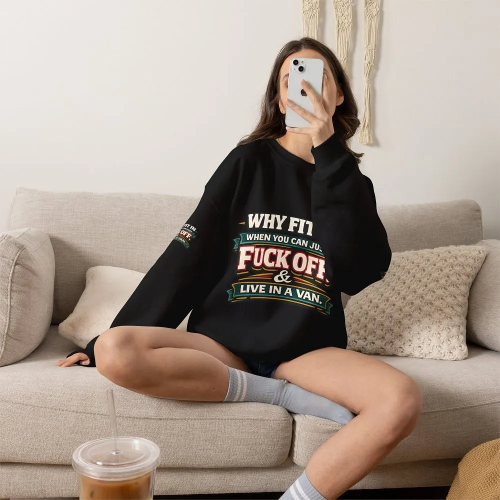 Unisex Heavy Blend™ Crewneck Sweatshirt — "Why Fit In" Design F**K-Line