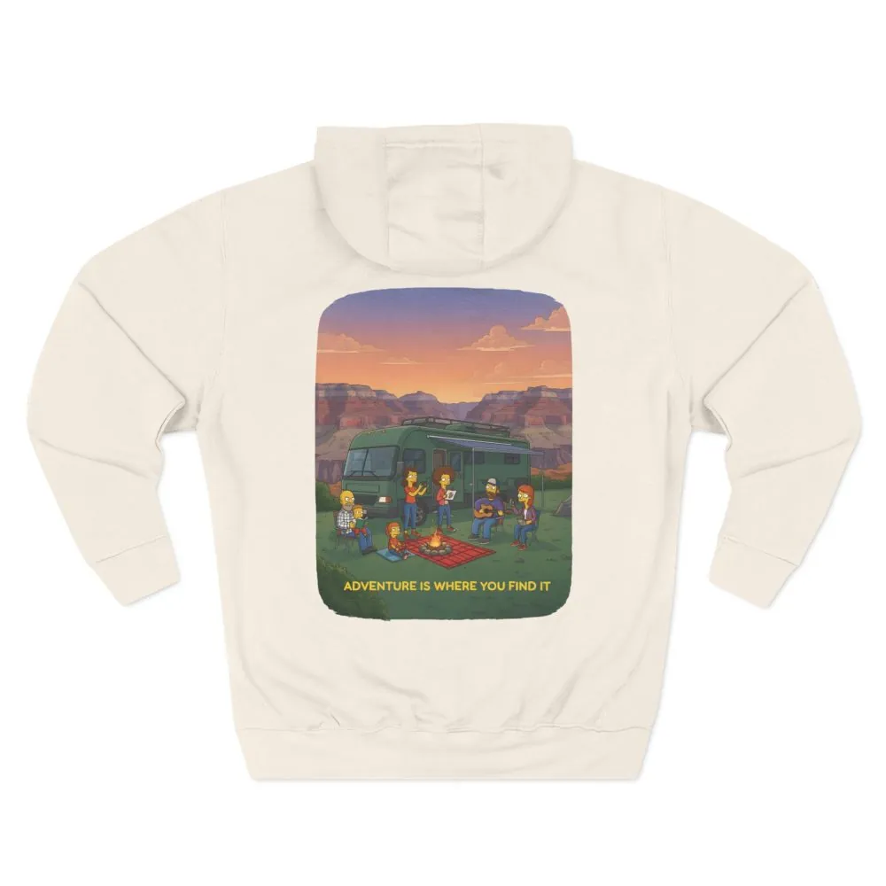4470387403471929210_2048.jpeg Three-Panel Fleece Hoodie - "Adventure Is Where You Find It" Design Sitcom-Line