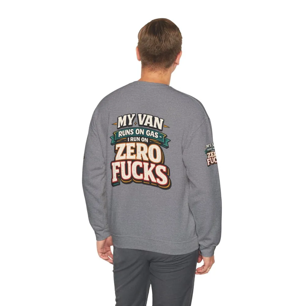Unisex Heavy Blend™ Crewneck Sweatshirt — "My Van Runs On Gas" Design F**K-Line