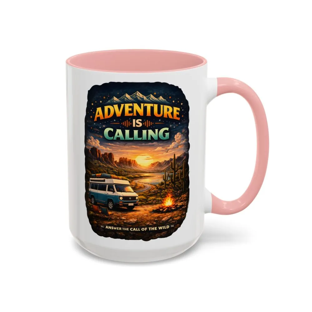 Accent Coffee Mug (11, 15oz) — "Adventure Is Calling" Design Scenic-Line