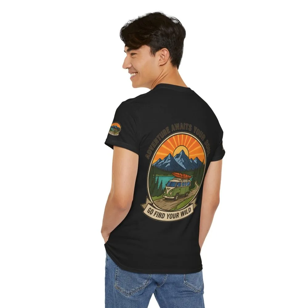 4478144027980498684_2048.jpeg Unisex Heavy Cotton Tee — “Adventure Awaits Your Soul: Go Find Your Wild” Van & Mountain Graphic