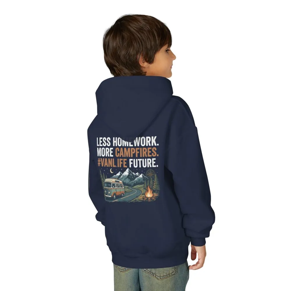4487941135614554258_2048.jpeg Youth Hoodie(Gildan) – Less Worry, More Campfires #VanLife Adventure Pullover
