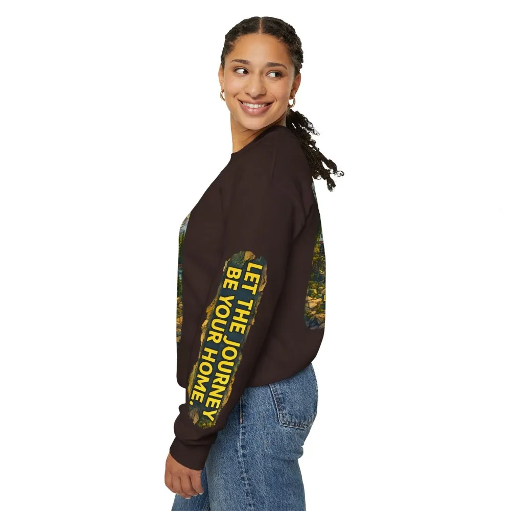 4490406587019562103_2048.jpeg Unisex Heavy Blend™ Crewneck Sweatshirt — "Let The Journey Be Your Home" Design Cubic-Line