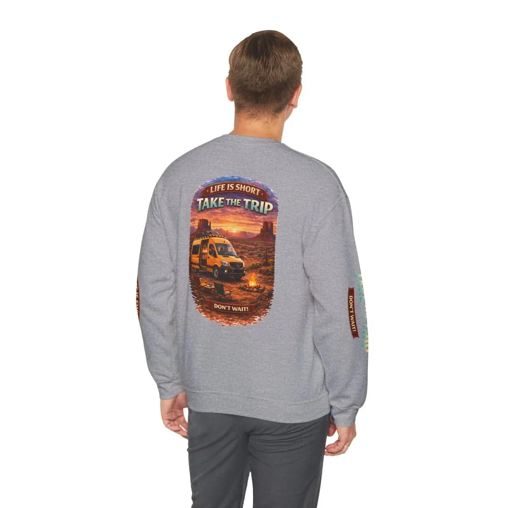 4500904213036610651_2048.jpeg Unisex Heavy Blend™ Crewneck Sweatshirt — "Live Is Short Take The Trip" Design Scenic-Line