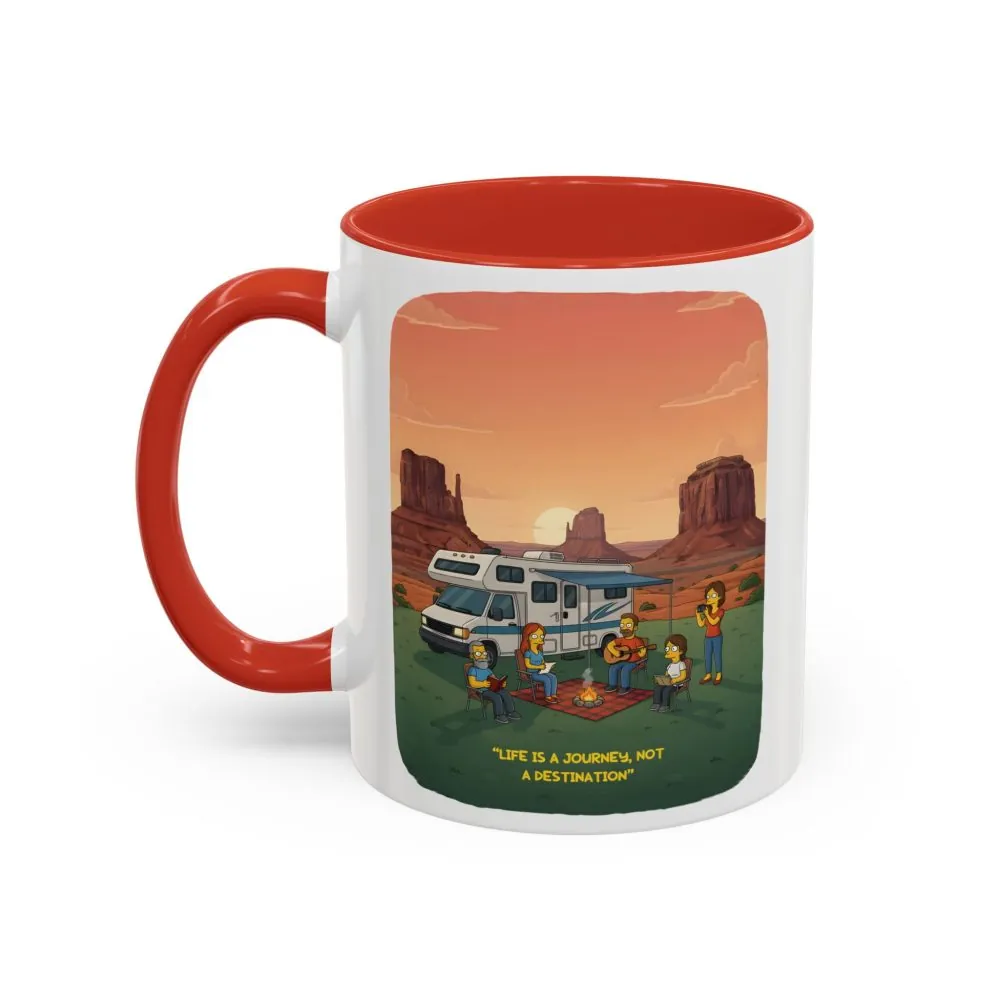 Accent Coffee Mug (11, 15oz) — "Life Is A Journey-Not A Destination" Design Sitcom-Line
