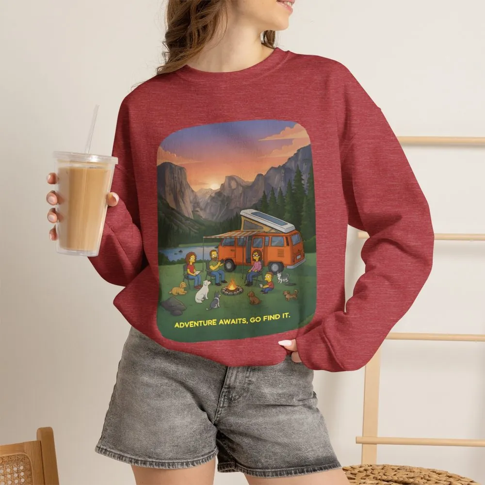 4513044131747159122_2048.jpeg Unisex Heavy Blend™ Crewneck Sweatshirt — "Adventure Awaits-Go Find It"" Design Sitcom-Line