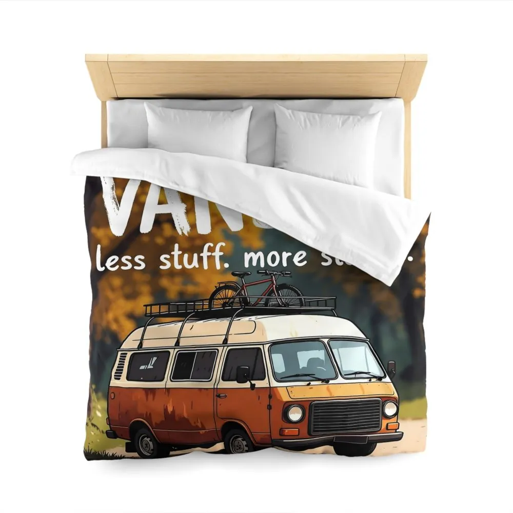 Duvet Cover — "Vanlife Less Stuff, More Stories" Retro Camper Bedding