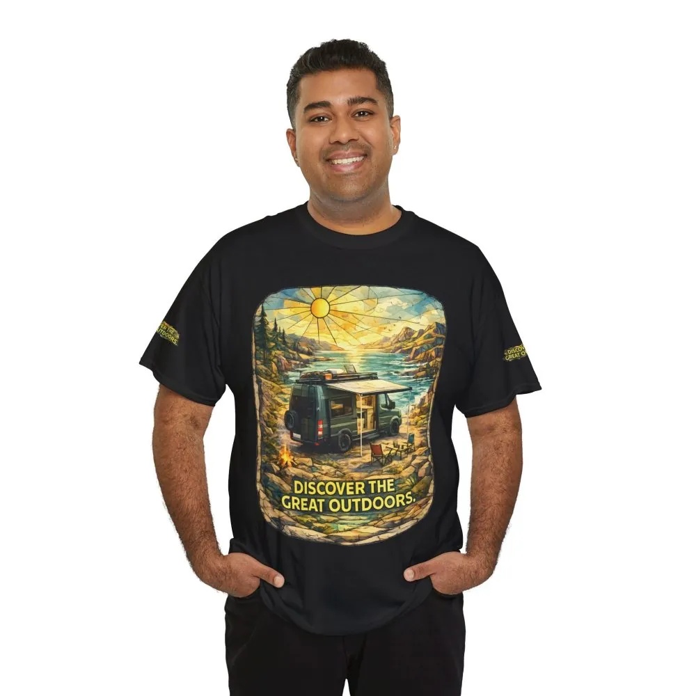 4533961646985782326_2048.jpeg Unisex Heavy Cotton Tee — "Discover The Great Outdoors" Design Cubic-Line