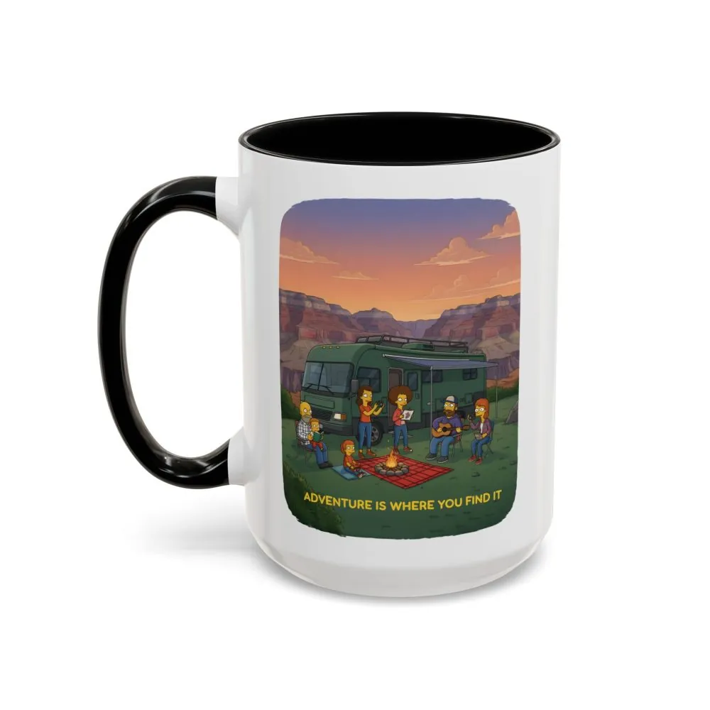 Accent Coffee Mug (11, 15oz) — "Adventure Is Where You Find It" Design Sitcom-Line