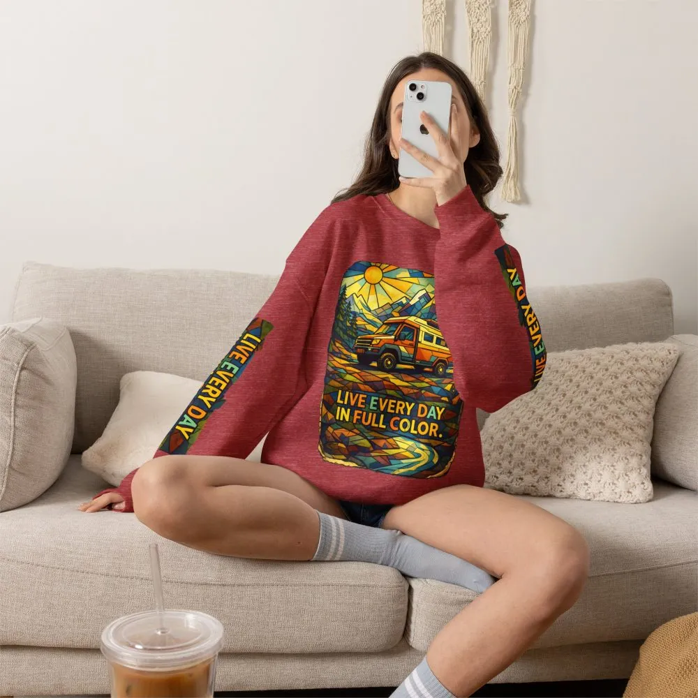4544211122796421653_2048.jpeg Unisex Heavy Blend™ Crewneck Sweatshirt — "Live Every Day InFull Color" Design Cubic-Line