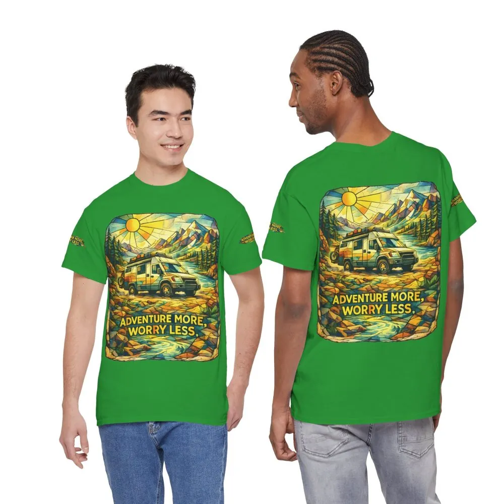 4546350858379155671_2048.jpeg Unisex Heavy Cotton Tee — "Adventure More Worry Less" Design Cubic-Line