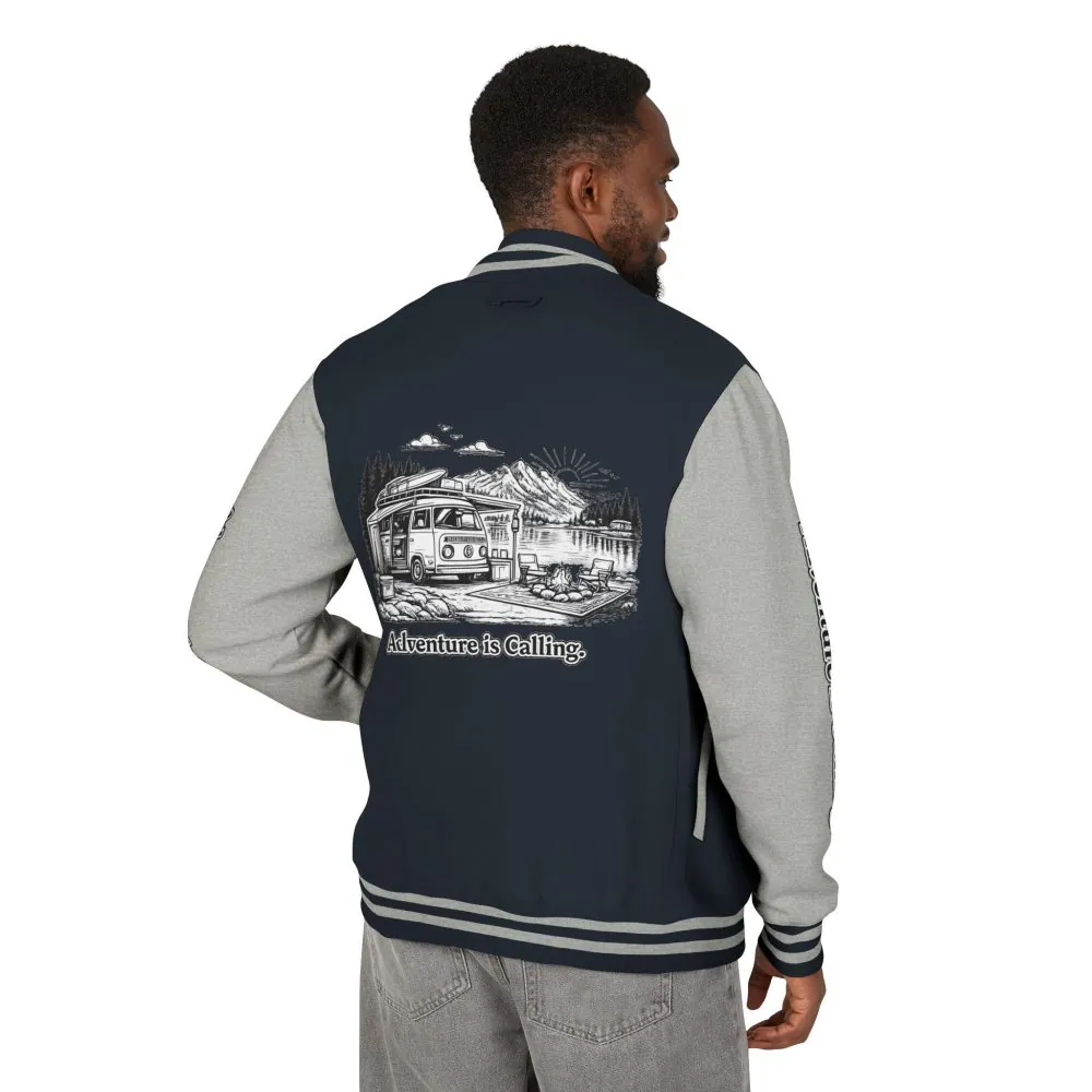 4548204407808751634_2048.jpeg Unisex Heavyweight Letterman Jacket — "Adventure Is Calling" Travel Varsity Coat