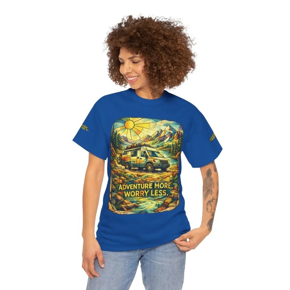 4566179502540208233_2048.jpeg Unisex Heavy Cotton Tee — "Adventure More Worry Less" Design Cubic-Line